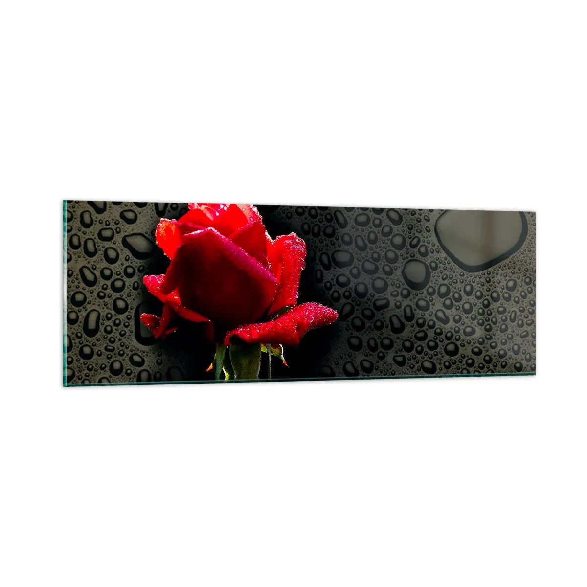 Quadro em vidro - Vermelho e preto - 90x30 cm