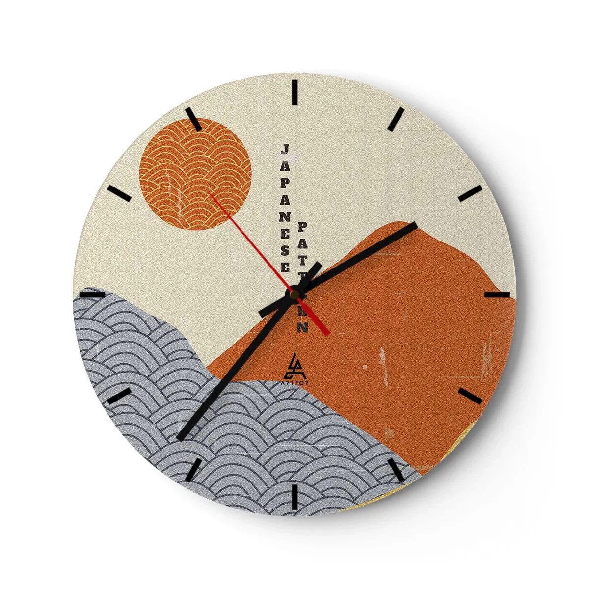 Relógio de parede - Relógio em vidro - No espírito japonês - 40x40 cm