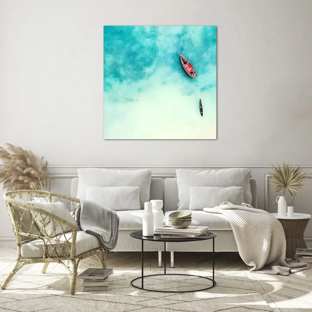 Quadro em vidro - As praias de Zanzibar - 70x70 cm