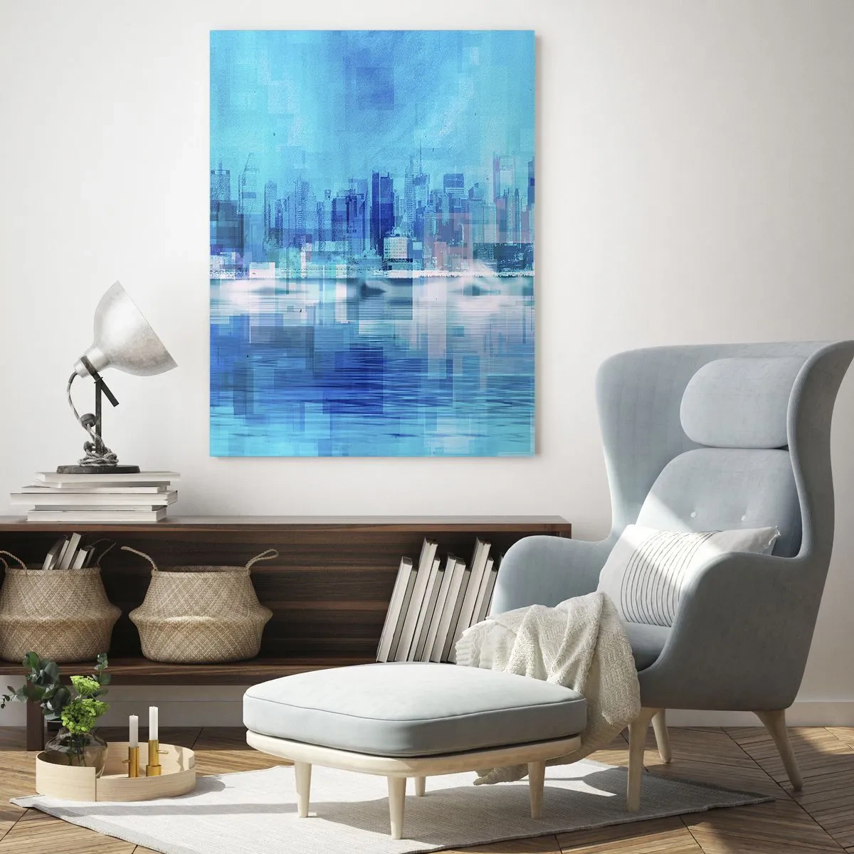 Quadro em vidro - Imerso em azul - 70x100 cm