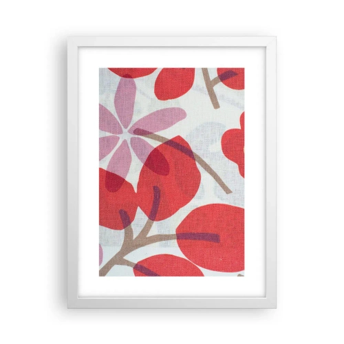 Pôster em moldura branca - Arranjo de flores em rosa - 30x40 cm