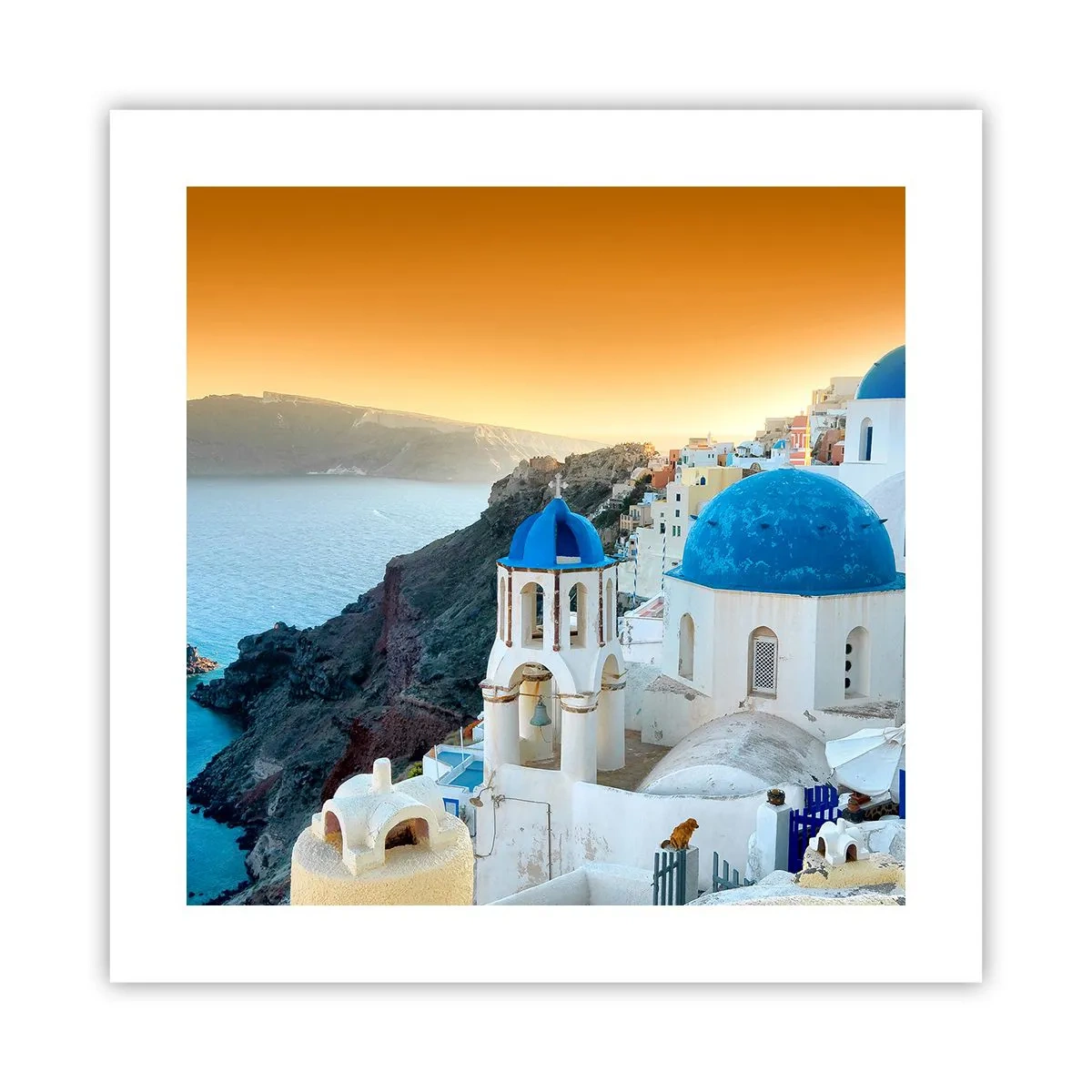 Pôster - Santorini - abraçada às rochas - 40x40 cm