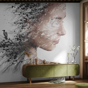 Papel de Parede Premium Canvas - Espírito da floresta - Abstração, Rosto de mulher, Árvore - 400x280 cm