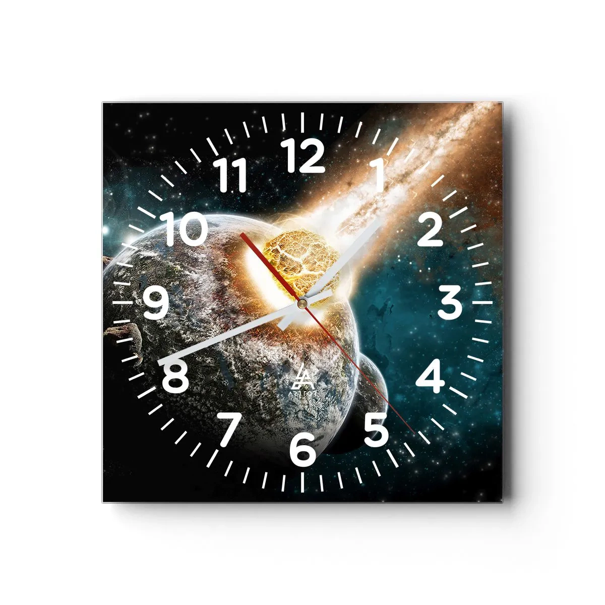 Relógio de parede - Relógio em vidro - Extinção ou nascimento? - 40x40 cm