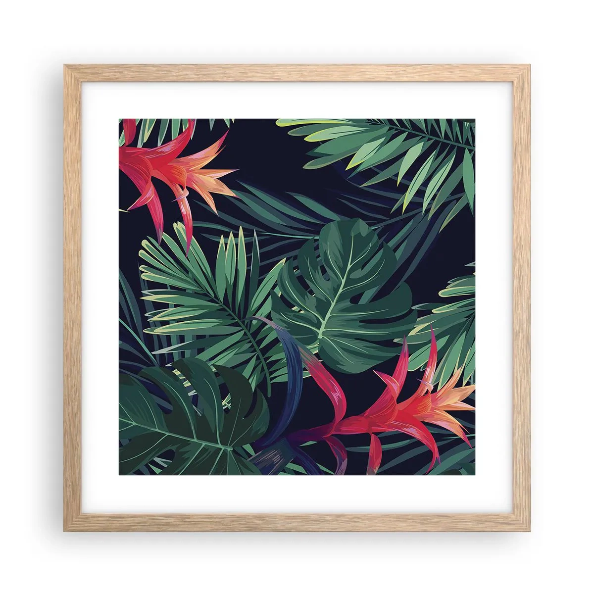 Pôster com moldura de carvalho claro - Queimar em verde - 40x40 cm