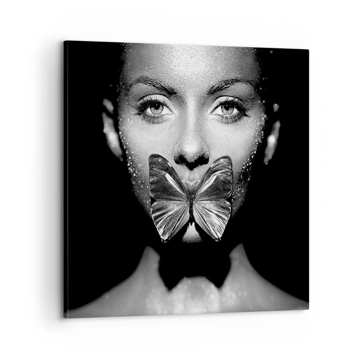 Quadro em tela - O beijo da borboleta - 60x60 cm