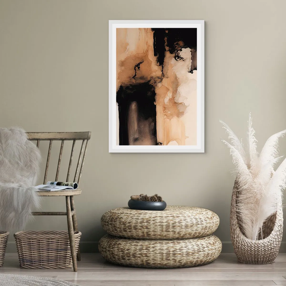 Pôster em moldura branca - Abstração intrigante - 50x70 cm