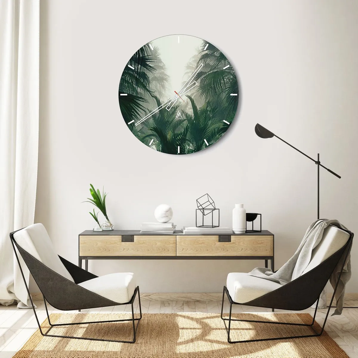 Relógio de parede - Relógio em vidro - Mistério tropical - 40x40 cm