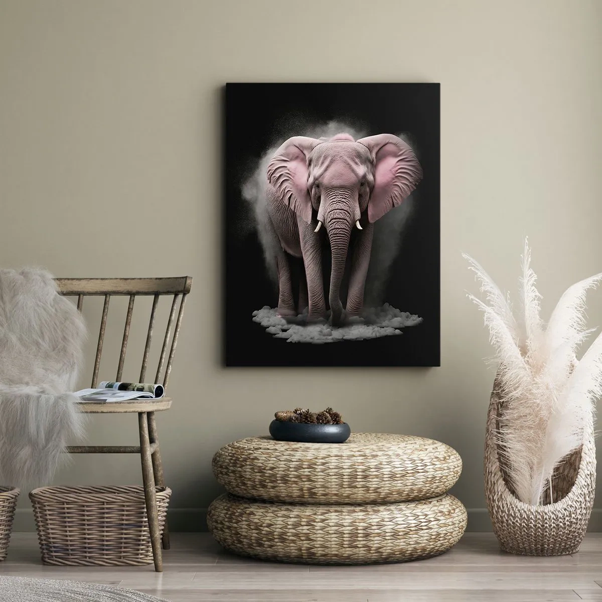 Quadro em tela - Não pense em um elefante rosa! - 50x70 cm