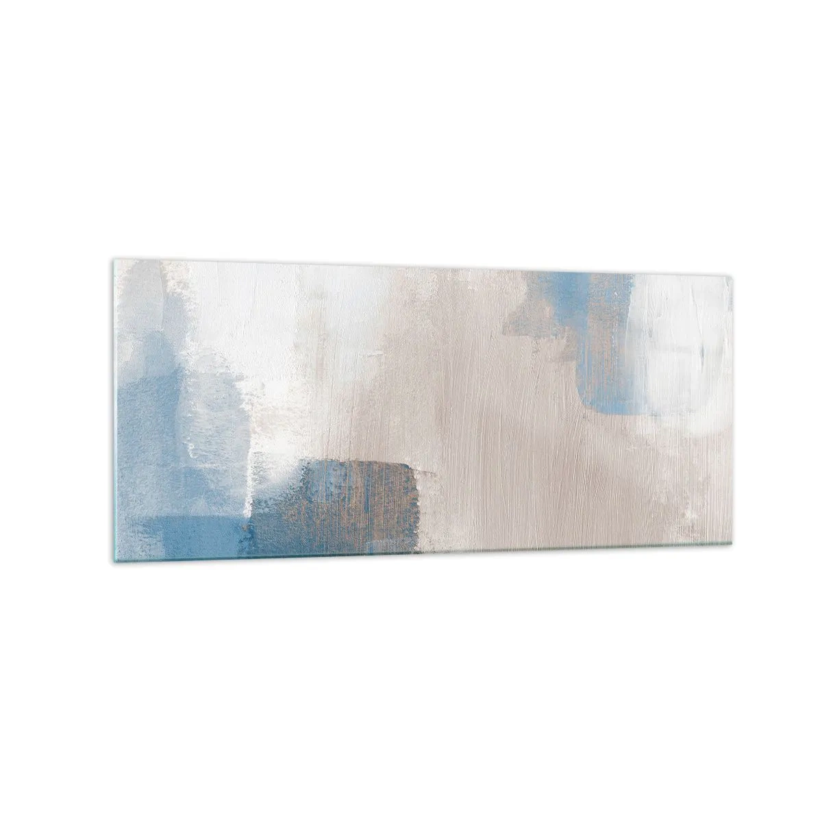 Quadro em vidro - Abstração rosa atrás da cortina azul - 120x50 cm