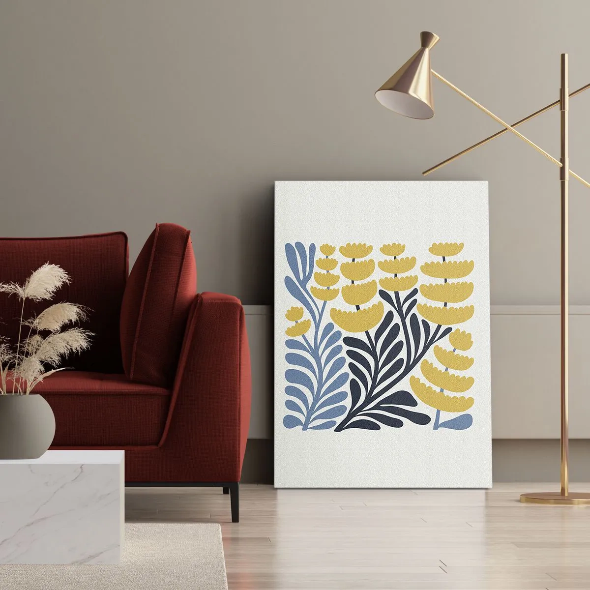 Quadro em tela - Canteiro de flores ensolarado - 65x120 cm