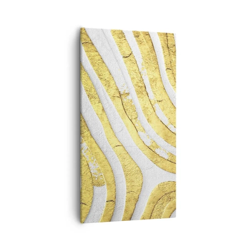 Quadro em tela - Composição a branco e ouro - 55x100 cm