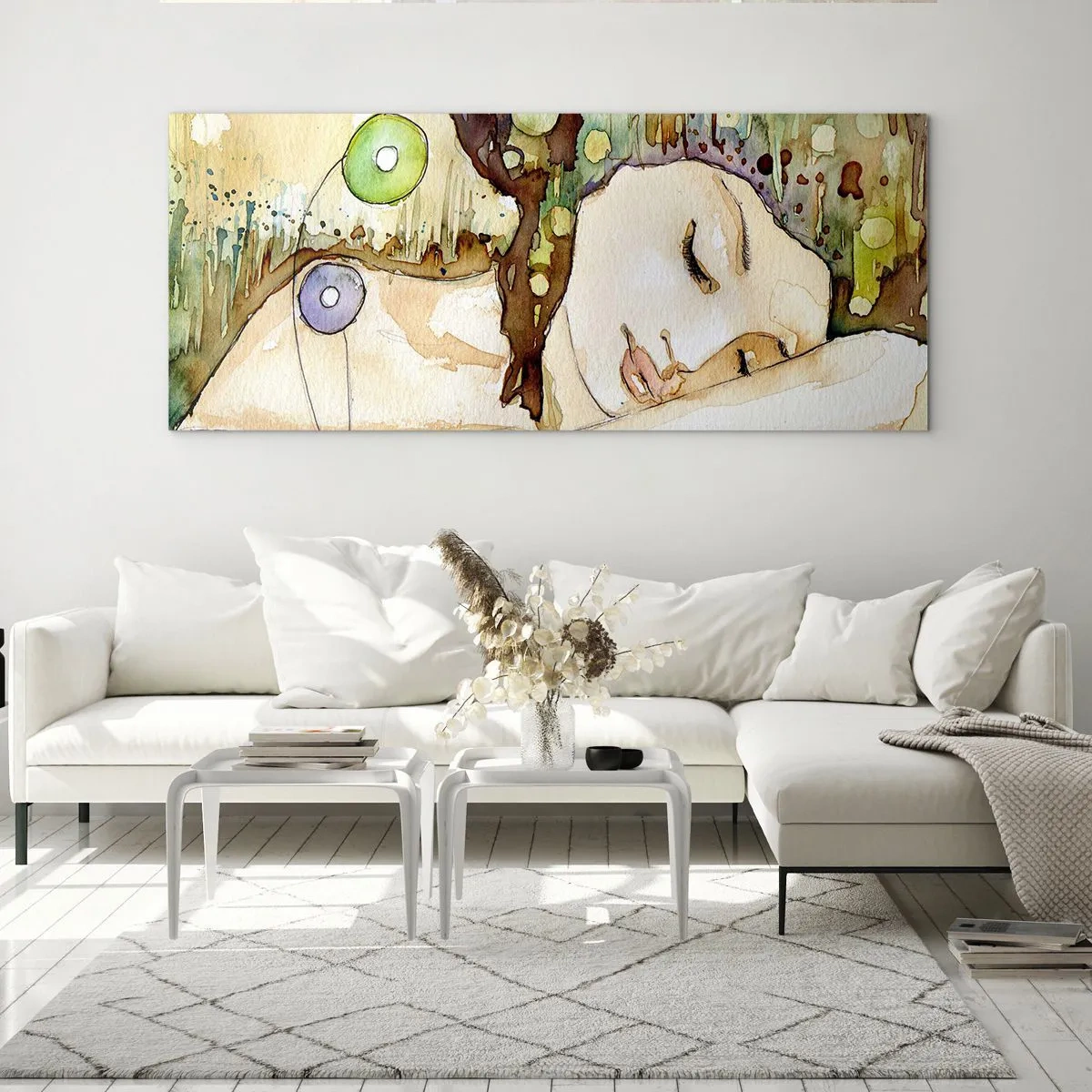 Quadro em vidro - Um sonho Violeta Esmeralda - 100x40 cm