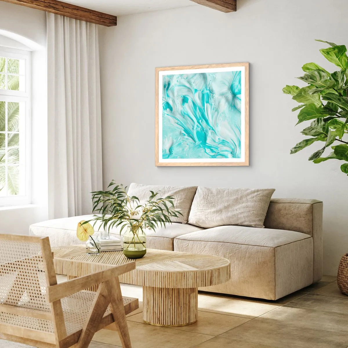 Pôster com moldura de carvalho claro - Juntos para sempre - 60x60 cm