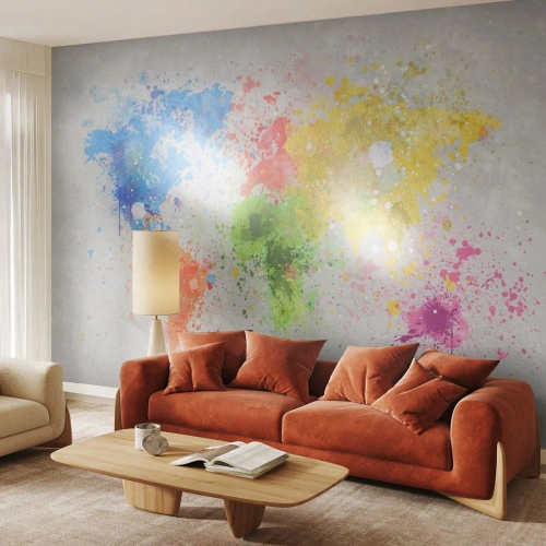 Papel de Parede Premium Canvas - Todas as cores do mundo - Mapa mundial, Continentes, Viagens - 200x140 cm