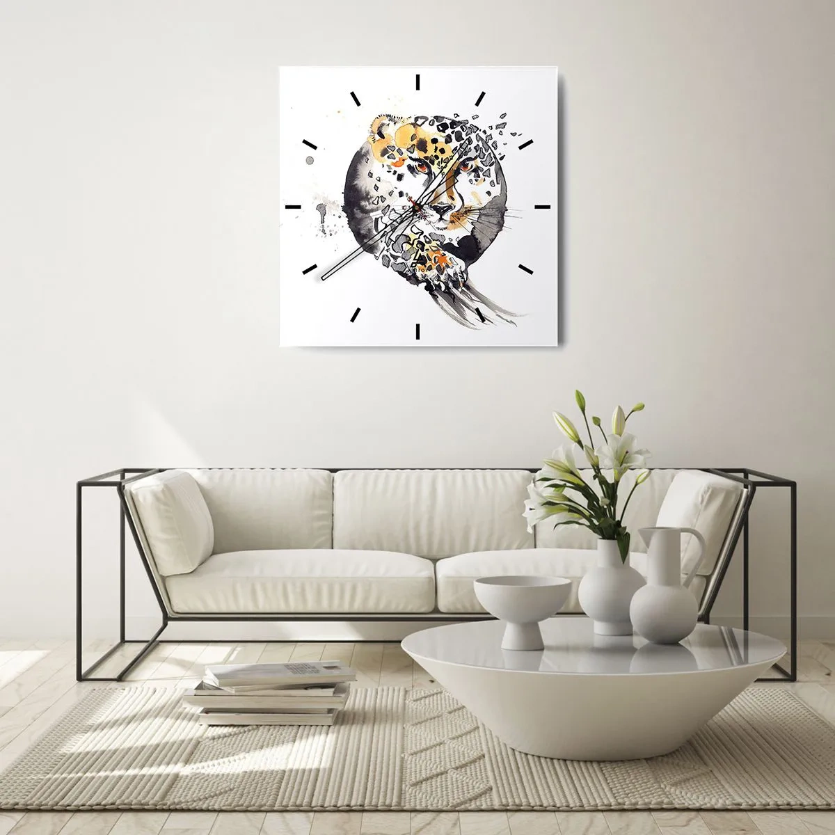 Relógio de parede - Relógio em vidro - Beleza predatória - 30x30 cm