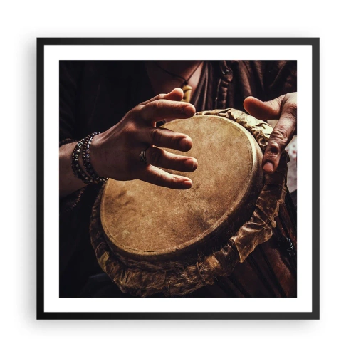 Pôster com moldura preta - No ritmo do coração - 60x60 cm