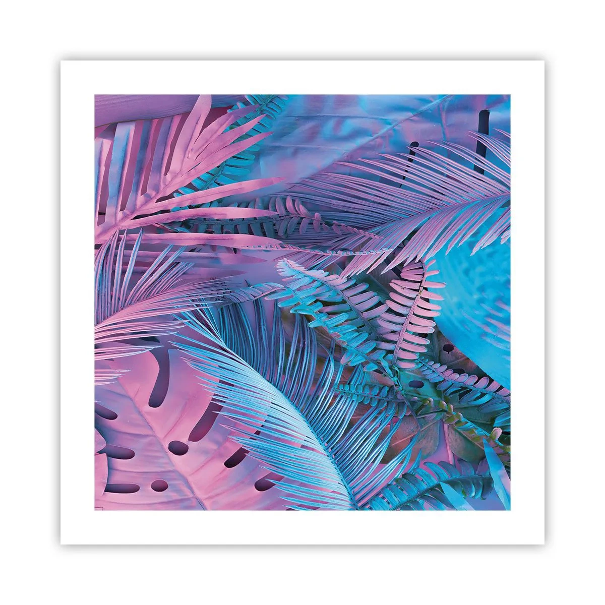 Pôster - Trópicos em rosa e azul - 50x50 cm