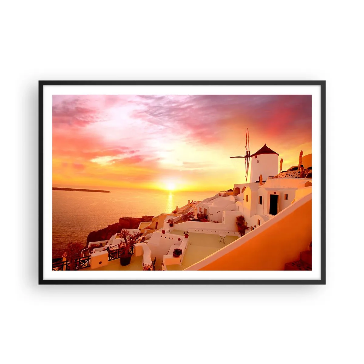 Pôster com moldura preta - Derreter em branco e ouro - 100x70 cm