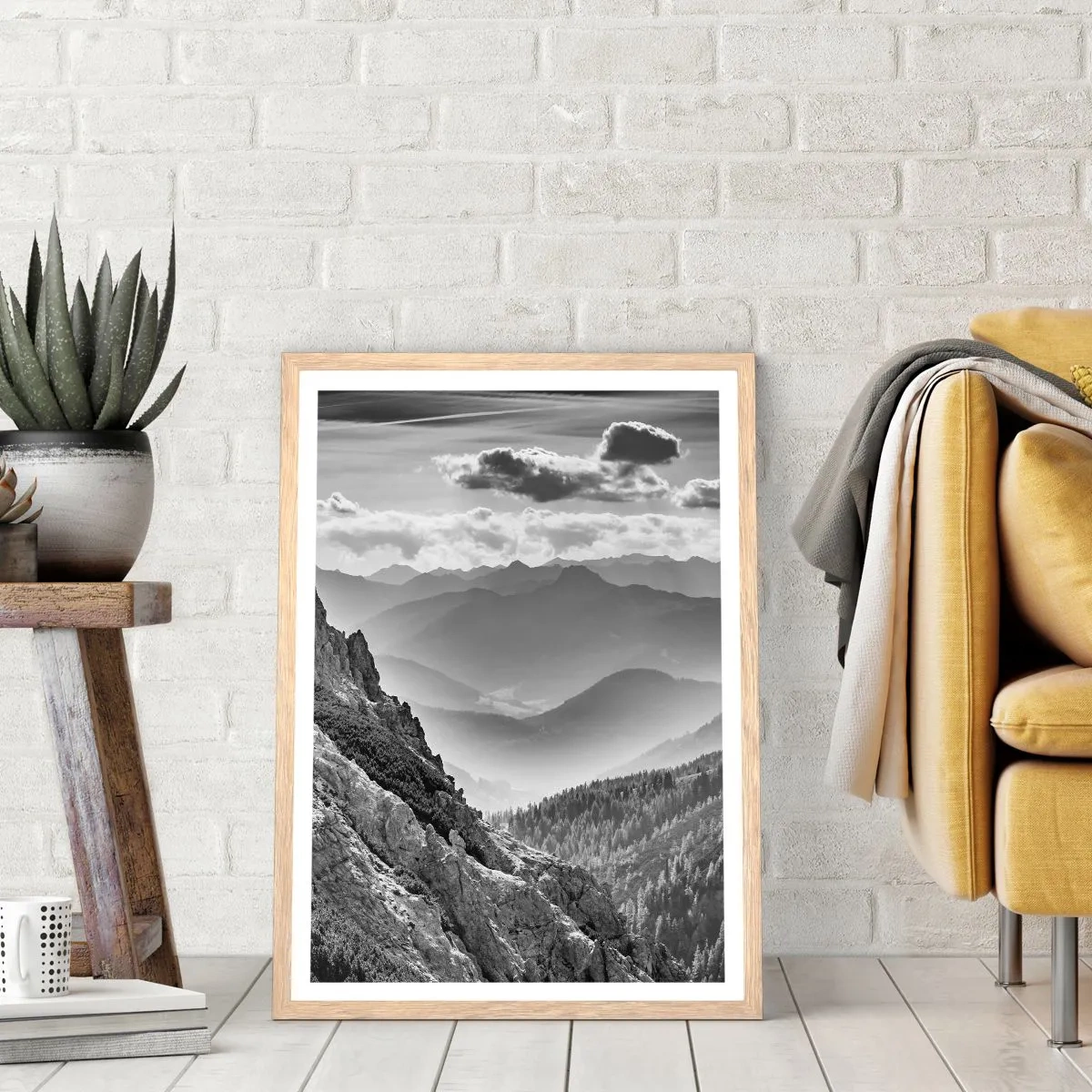 Pôster com moldura de carvalho claro - Até ao horizonte - 50x70 cm