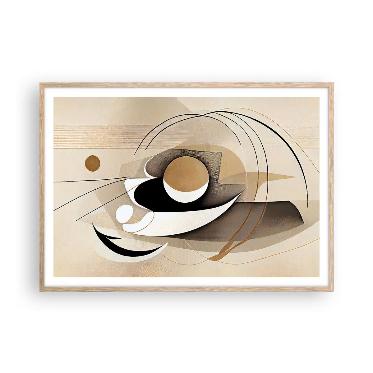 Pôster com moldura de carvalho claro - Composição: a essência da palavra - 100x70 cm