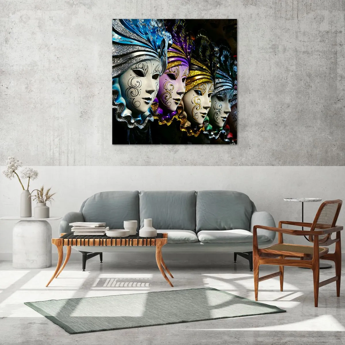 Quadro em vidro - Mistério em ouro e prata - 60x60 cm