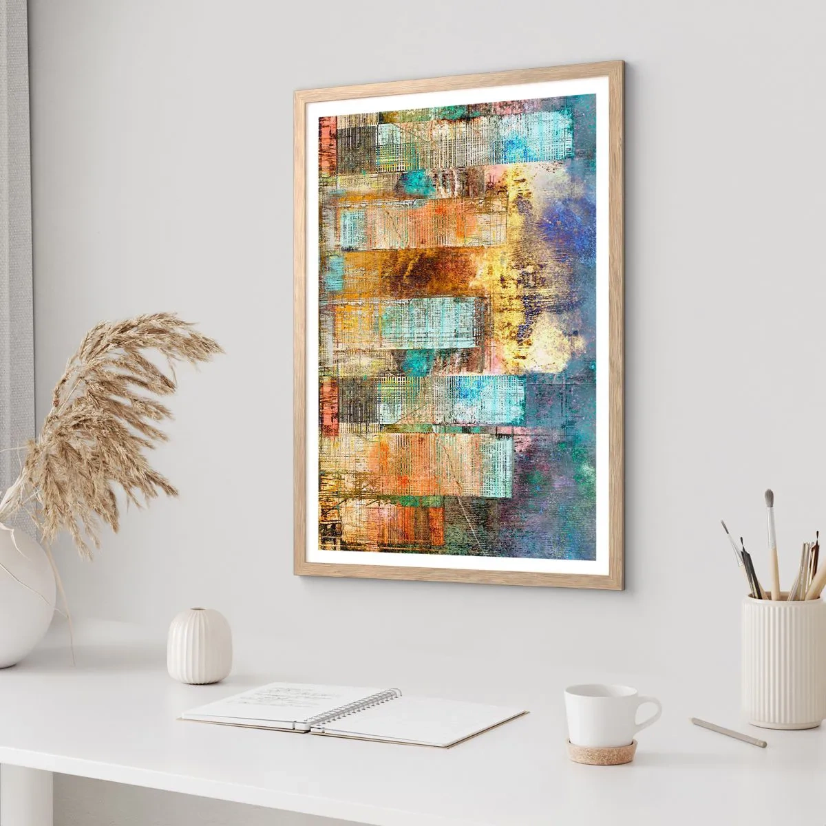 Pôster com moldura de carvalho claro - Uma metrópole ensolarada - 61x91 cm