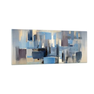 Quadro em vidro - Construção azul - 100x40 cm