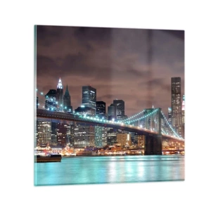 Quadro em vidro - Luzes de uma cidade grande - 60x60 cm