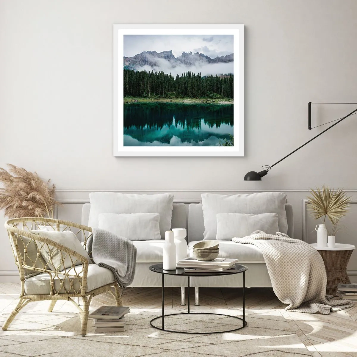 Pôster em moldura branca - Calma, silêncio, não vamos acordar a água... - 50x50 cm