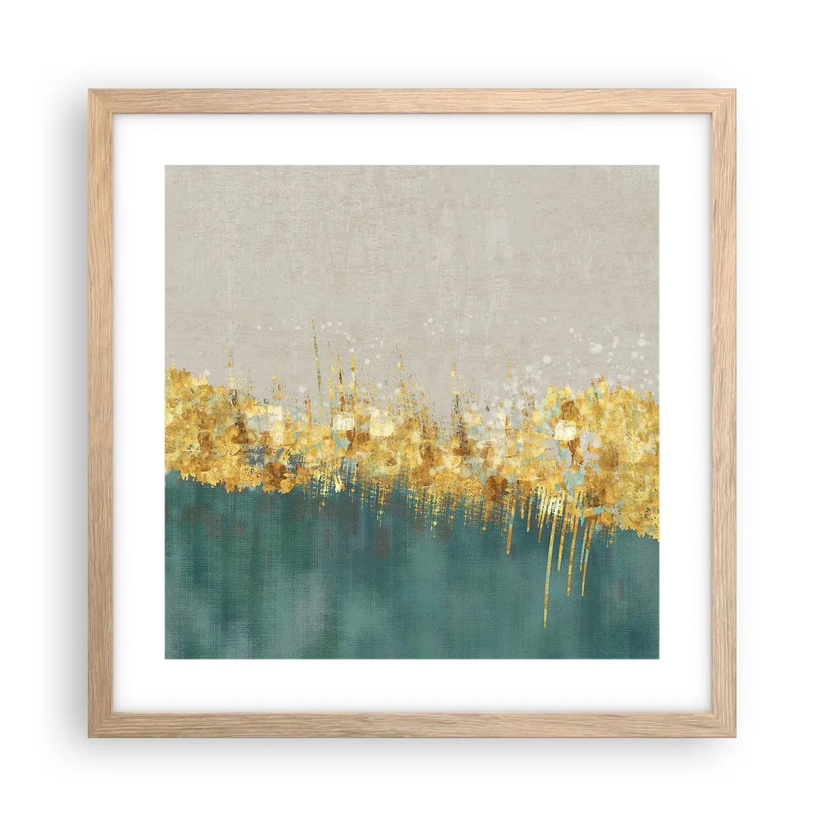 Pôster com moldura de carvalho claro - A fronteira dourada - 40x40 cm