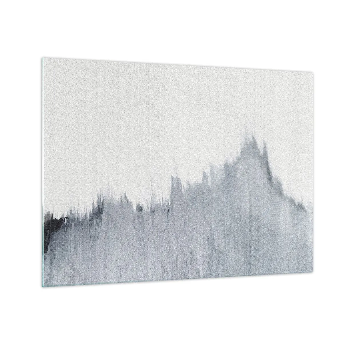 Quadro em vidro - Uma composição abstrata em tons de cinza que lembra um disco sobre um fundo branco. - 70x50cm - Um registo misterioso - Decoração de parede moderna para a sala de estar e quarto ARTTOR