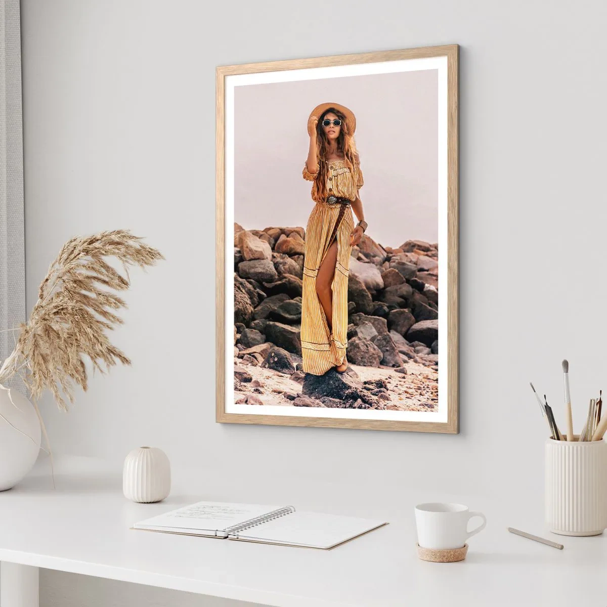 Pôster com moldura de carvalho claro - A magia das pedras - 40x50 cm