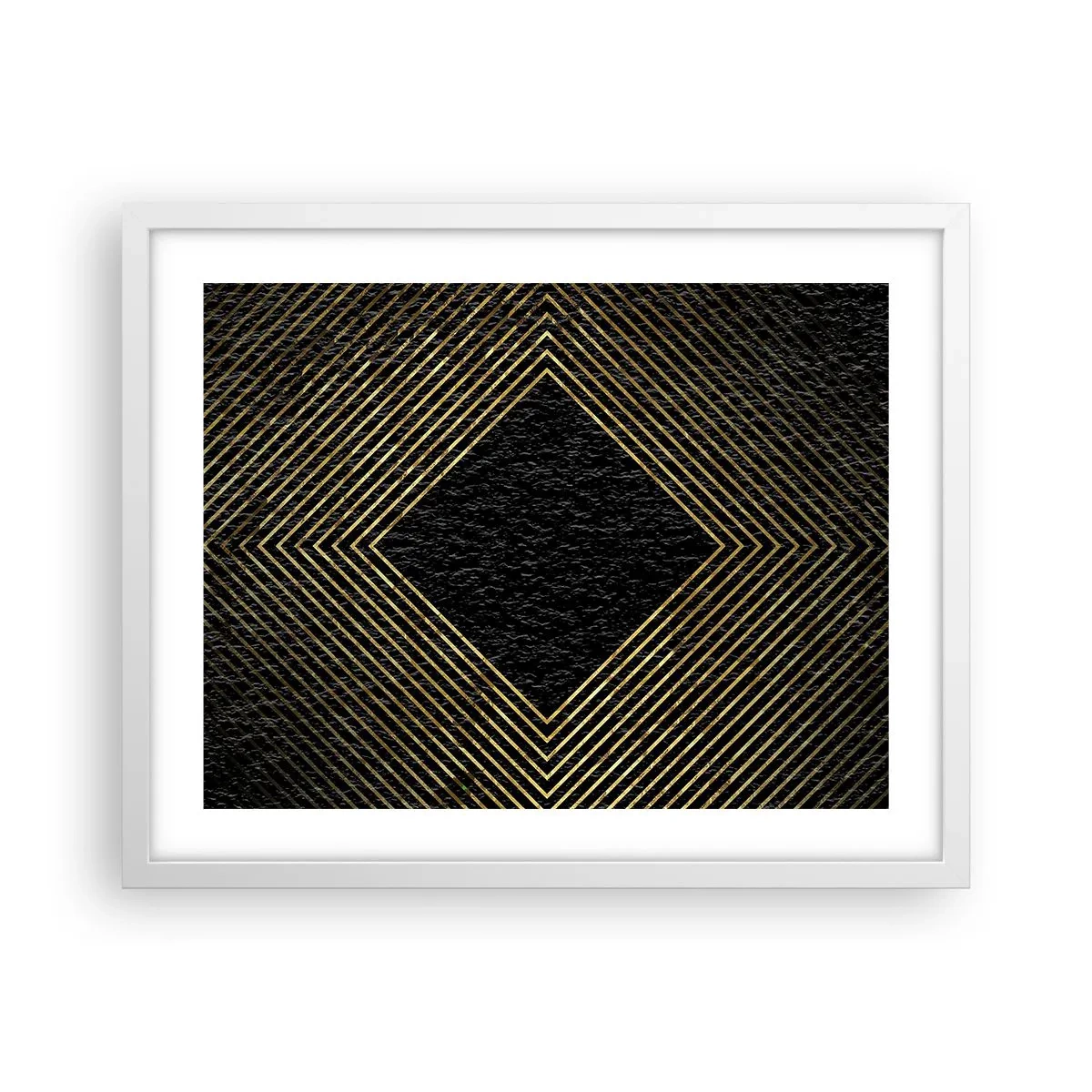 Pôster em moldura branca - Geometria em estilo glamoroso - 50x40 cm