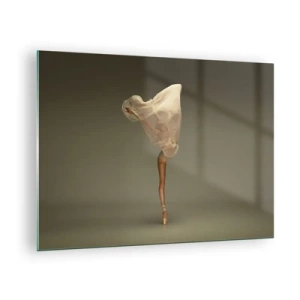 Quadro em vidro - Uma dançarina em pose delicada com o véu levantado - 70x50cm - Prestes a voar - Decoração de parede moderna para a sala de estar e quarto ARTTOR