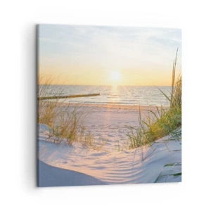 Quadro em tela - O som do mar, o canto dos pássaros, a praia selvagem entre a relva... - 60x60 cm