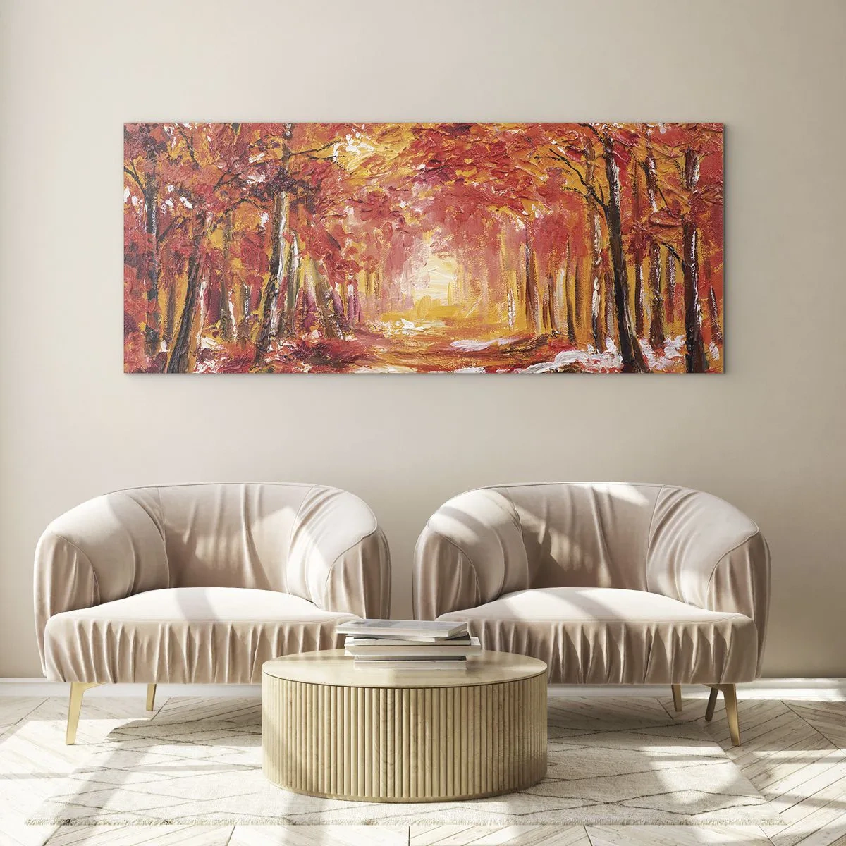 Quadro em vidro - Floresta de cobre - 160x50 cm
