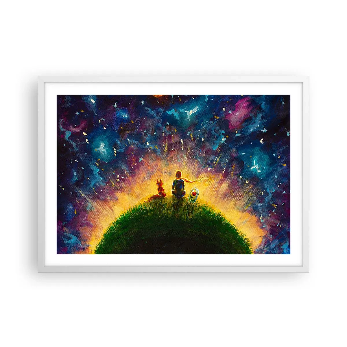 Pôster em moldura branca - Amor e amizade - o mundo inteiro - 70x50 cm