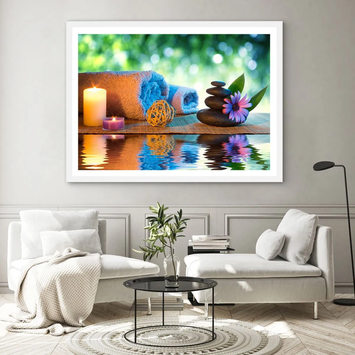 Pôster em moldura branca - Tempo para o corpo - 100x70 cm