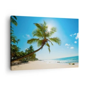 Quadro em tela - Uma praia com palmeiras em uma paisagem tropical - 70x50cm - Não mostre a ninguém - Decoração de parede moderna para a sala de estar e quarto ARTTOR