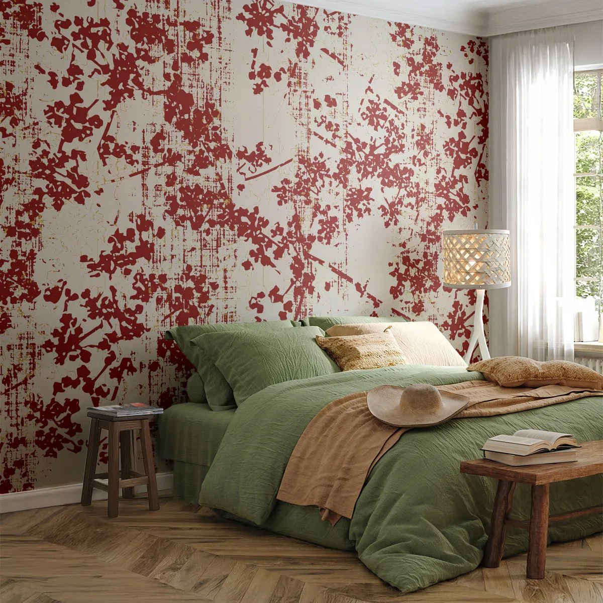Papel de Parede Standard Eco - Como chita antiga - Idoso, Padrão, Flores - 350x256 cm
