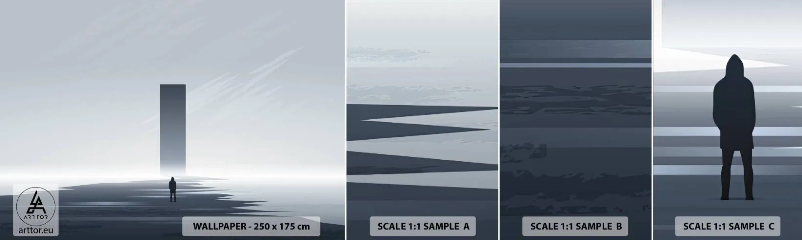 Amostra de papel de parede autocolante Deluxe Sticker - Oportunidade ou ameaça? - Minimalismo, Moderno, Solidão - 100x30 cm