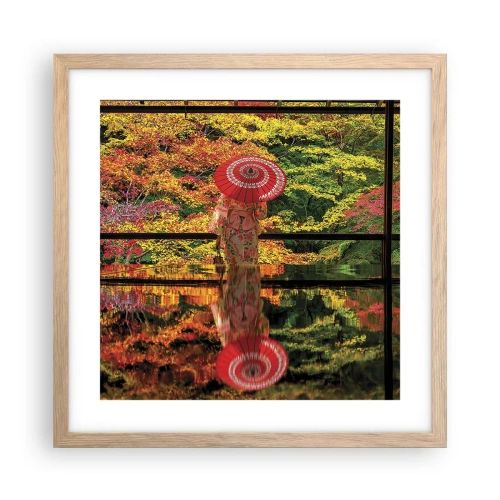 Pôster com moldura de carvalho claro - No templo da natureza - 40x40 cm