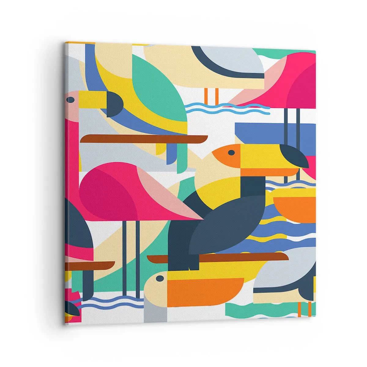 Quadro em tela - A festa dos pássaros - 50x50 cm