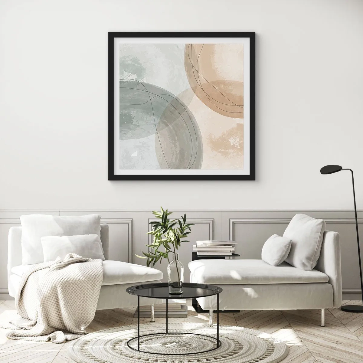 Pôster com moldura preta - Difusão de Mundos - 50x50 cm