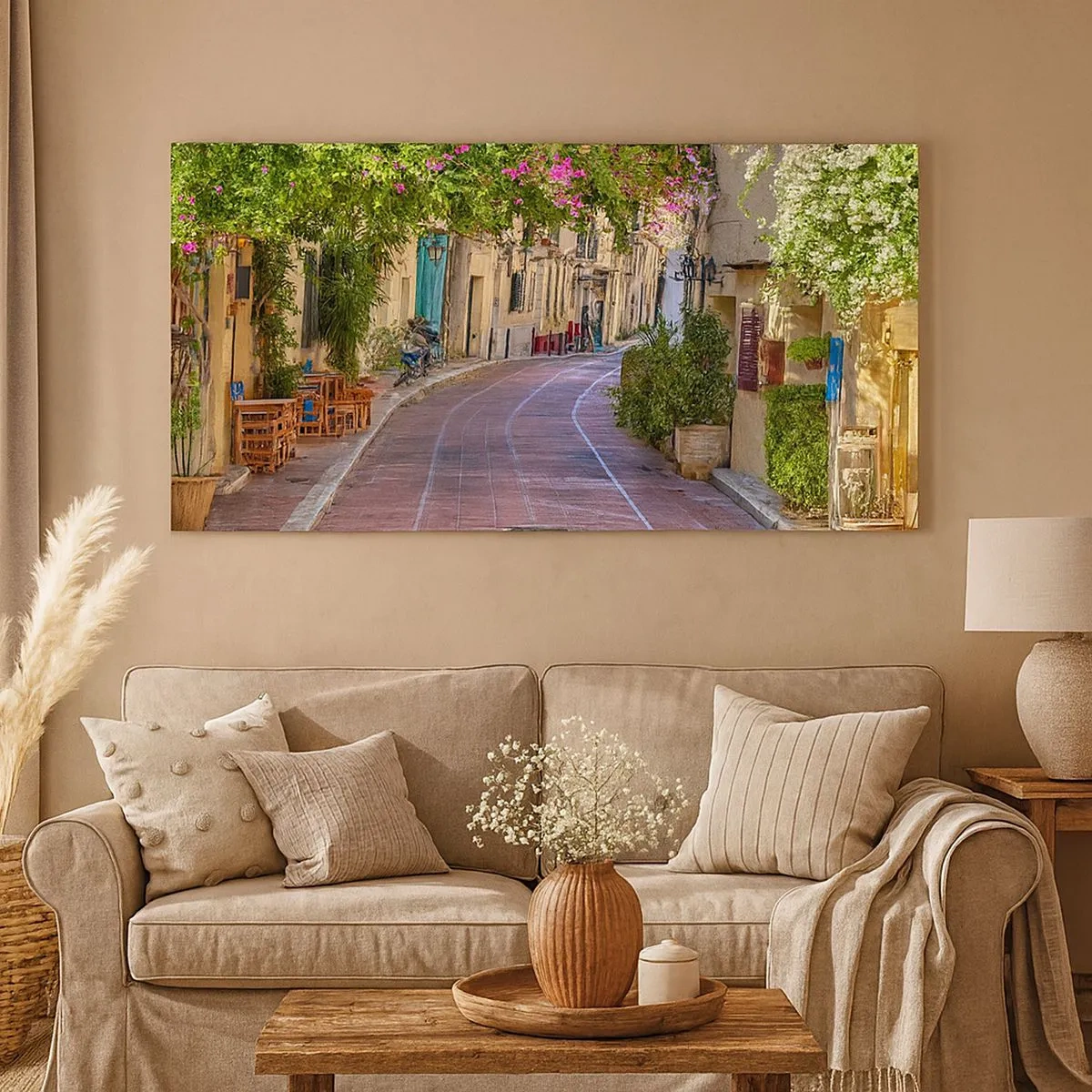 Quadro em tela - Beco florido - 100x40 cm