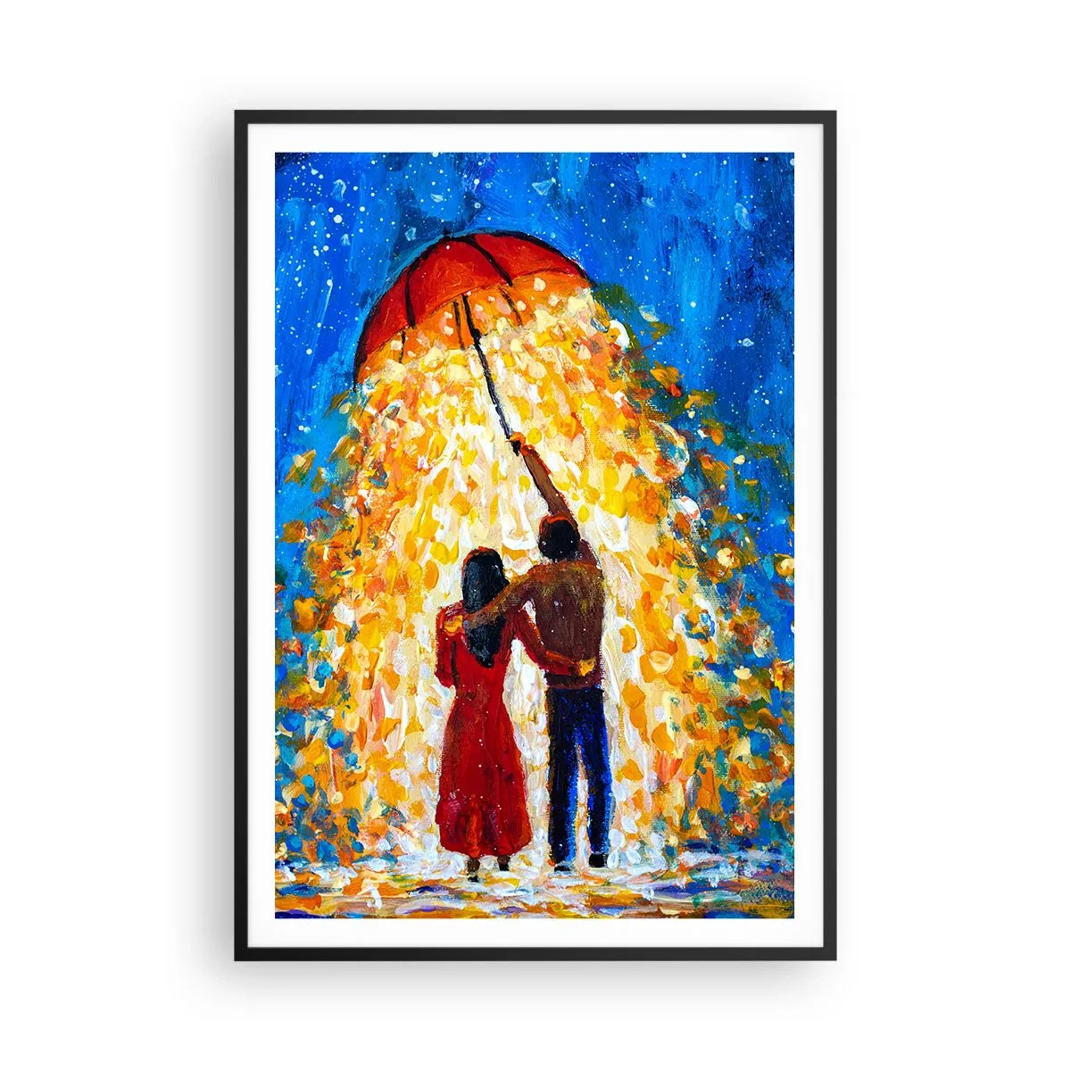 Pôster com moldura preta - A magia de uma noite chuvosa? - 70x100 cm