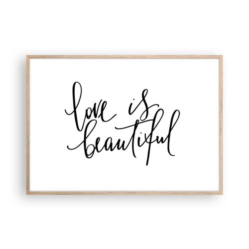 Pôster com moldura de carvalho claro - Leia e repita - 100x70 cm