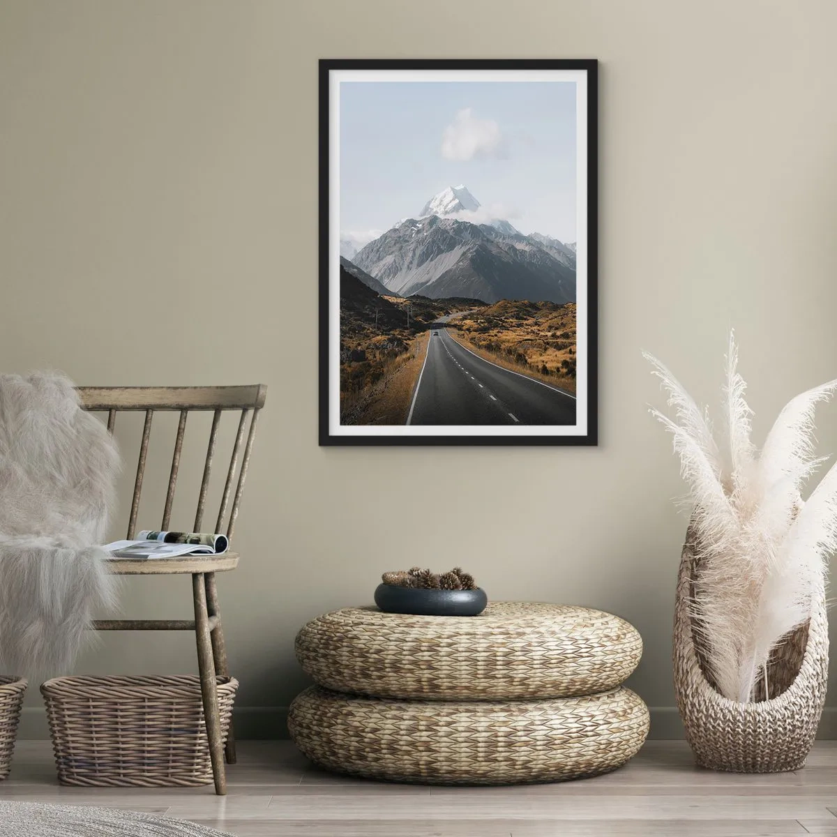 Pôster com moldura preta - O caminho para o coração das montanhas - 40x50 cm