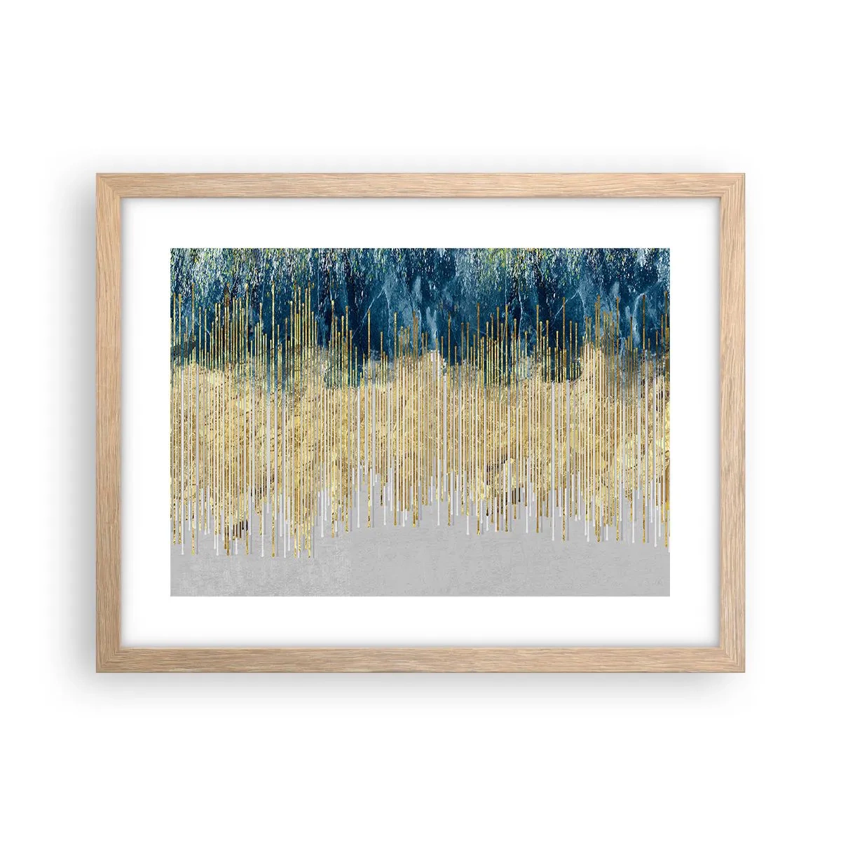 Pôster com moldura de carvalho claro - Borda dourada - 40x30 cm